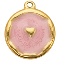 Pink Heart Coin Charm