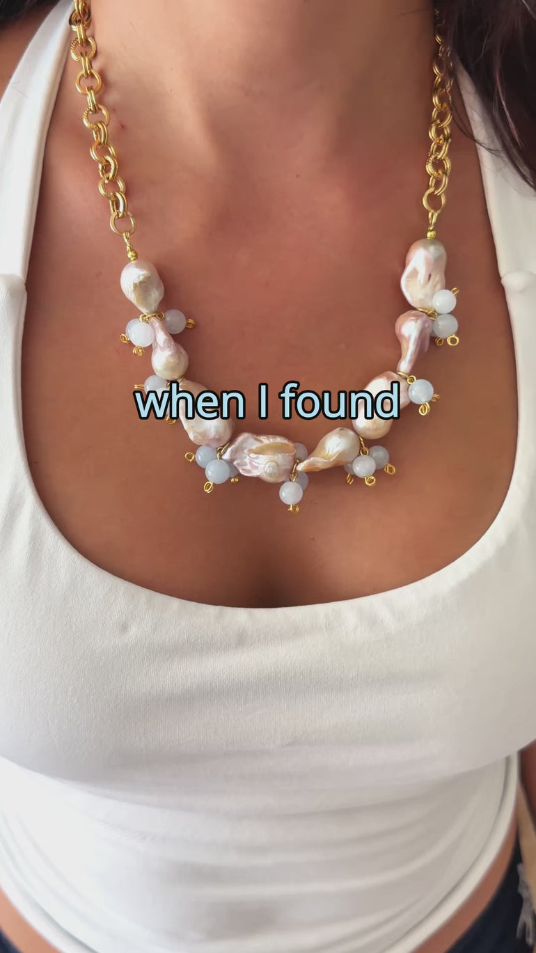 Aegean Bloom Baroque Pearl Chalcedony Necklace