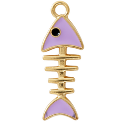 Purple Fishbone Charm Pendant