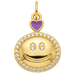 Purple Heart Smiley Charm