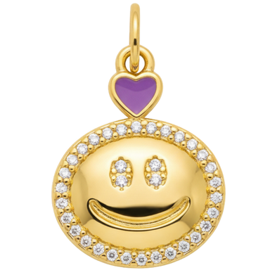 Purple Heart Smiley Charm