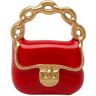 Red enamel bag charm pendant on white background, medium size