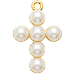 Shiny Pearl Cross Charm Pendant