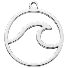 Silver Wave Charm Pendant