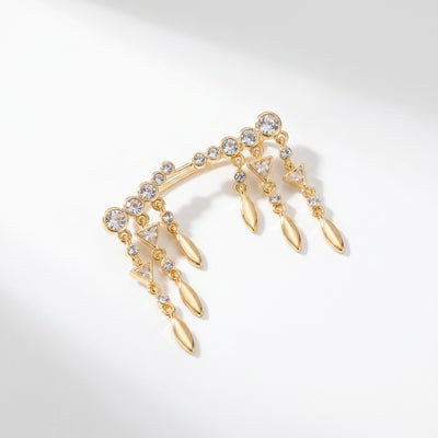 Aurora fringe drop earrings gold brass swaying in warm natural Florida light