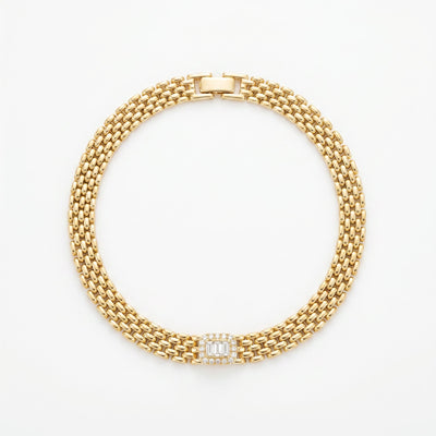 Gold-plated brass Golden Tide link bracelet watch-band silhouette warm light