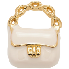 White Bag Charm - Enamel Charm for Bags and Bracelets