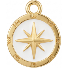 White Enamel Compass Rose Charm