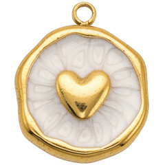 White Heart Coin Charm